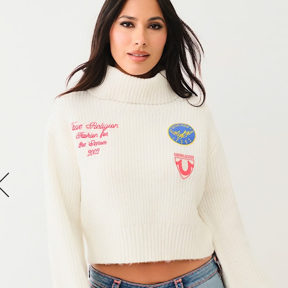 True Religion PATCH EMBROIDERY TURTLENECK SWEATER
